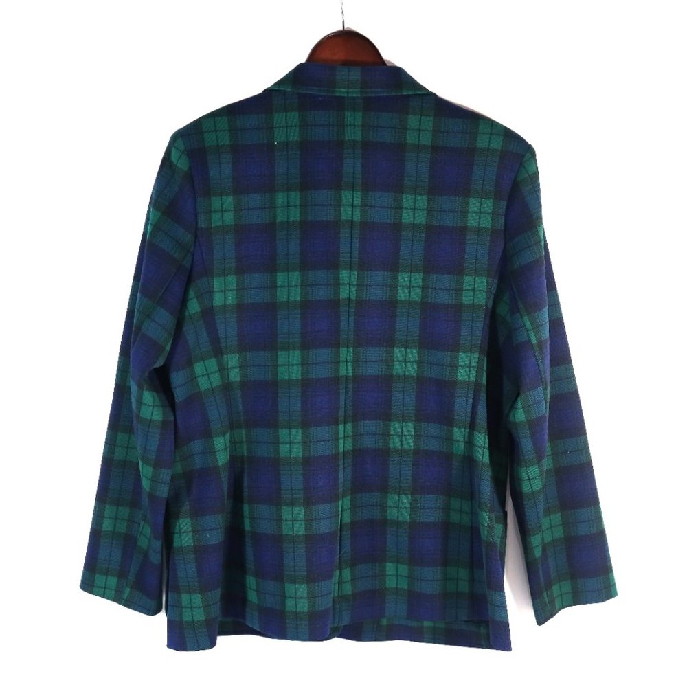 Green and Blue Plaid Dotty Mann Blazer Jacket - Picture 2 of 2